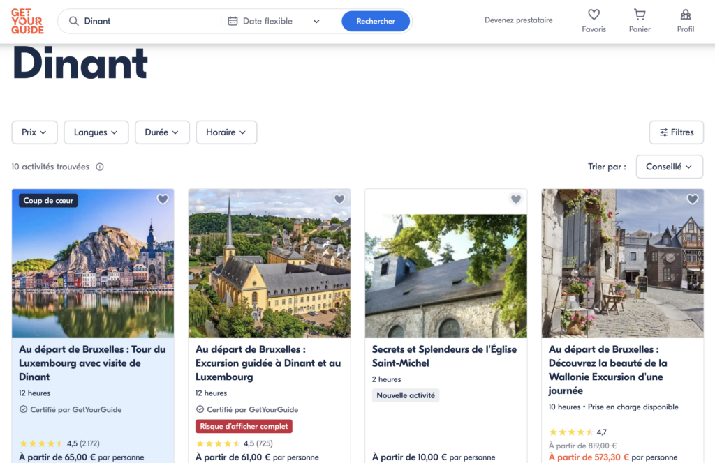 screenshot dinant getyourguide